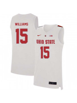 Men's #15 Kam Williams Ohio State Buckeyes Elite Nike White Stitched College Basketball Jersey