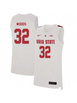 Men's #32 Keyshawn Woods Ohio State Buckeyes Elite Nike White Stitched College Basketball Jersey