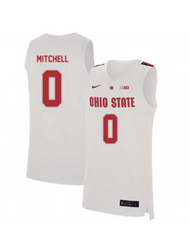 Men's #0 Mickey Mitchell Ohio State Buckeyes Elite Nike White Stitched College Basketball Jersey