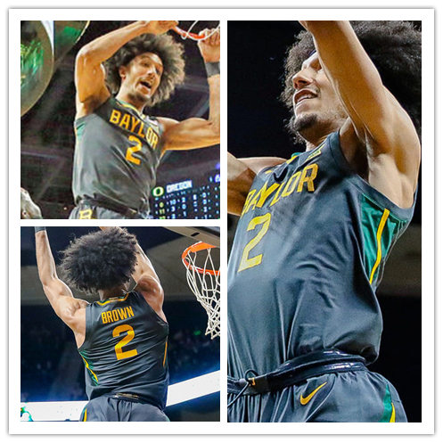 Mens Baylor Bears #2 Kendall Brown Nike Charcoal College Basketball Game Jersey