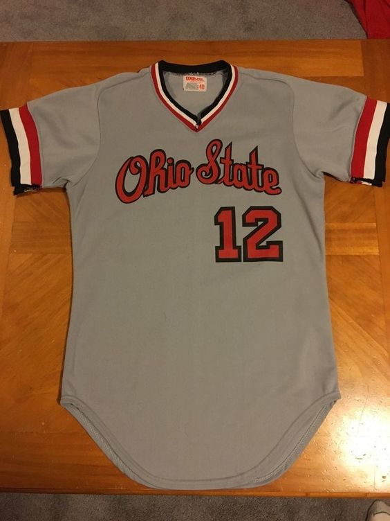 Men's Custom Ohio State Buckeyes Stitched Nike Retro Gray College Baseball Game Jersey