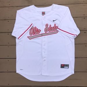Men's Custom Ohio State Buckeyes Stitched Nike Pure White College Baseball Game Jersey