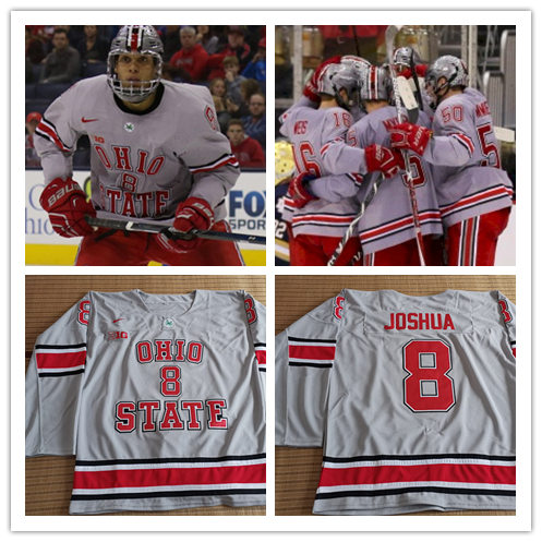Men's Custom Ohio State Buckeyes Stitched Nike Gray Hockey Jersey