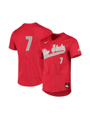 Men's #7 Garrett Burhenn  Ohio State Buckeyes Nike Scarlet Stitched College Baseball Jersey