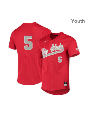 Youth #5 Malik Jones  Ohio State Buckeyes Nike Scarlet Stitched College Baseball Jersey