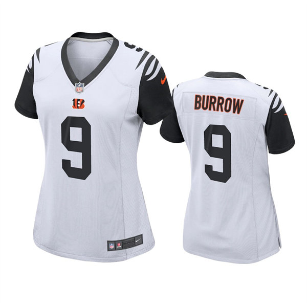 Women's Cincinnati Bengals #9 Joe Burrow Nike White Color Rush Jersey