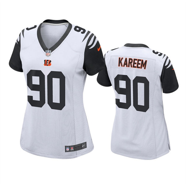 Women's Cincinnati Bengals #90 Khalid Kareem Nike White Color Rush Jersey