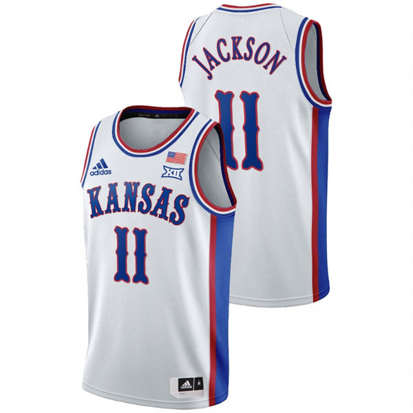 Men's Kansas Jayhawks #11 Josh Jackson White College Basketball 1990s Throwback Jersey