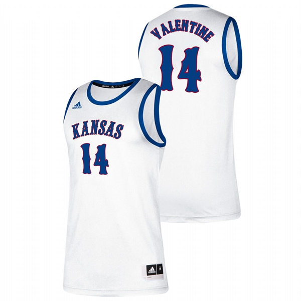 Men's Kansas Jayhawks #14 Darnell Valentine White Retro College Basketball Classic Jersey