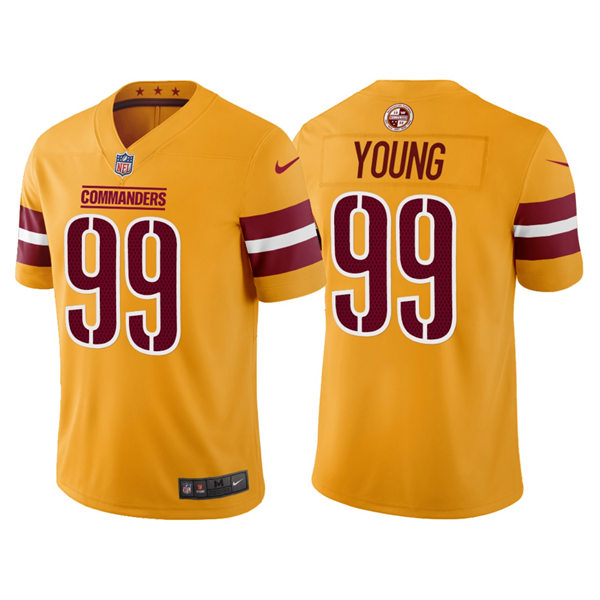 Men's Washington Commanders #99 Chase Young 2022 Gold Inverted Legend Jersey