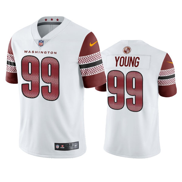 Mens #99 Chase Young Washington Commanders Stitched White Away Vapor Limited Jersey