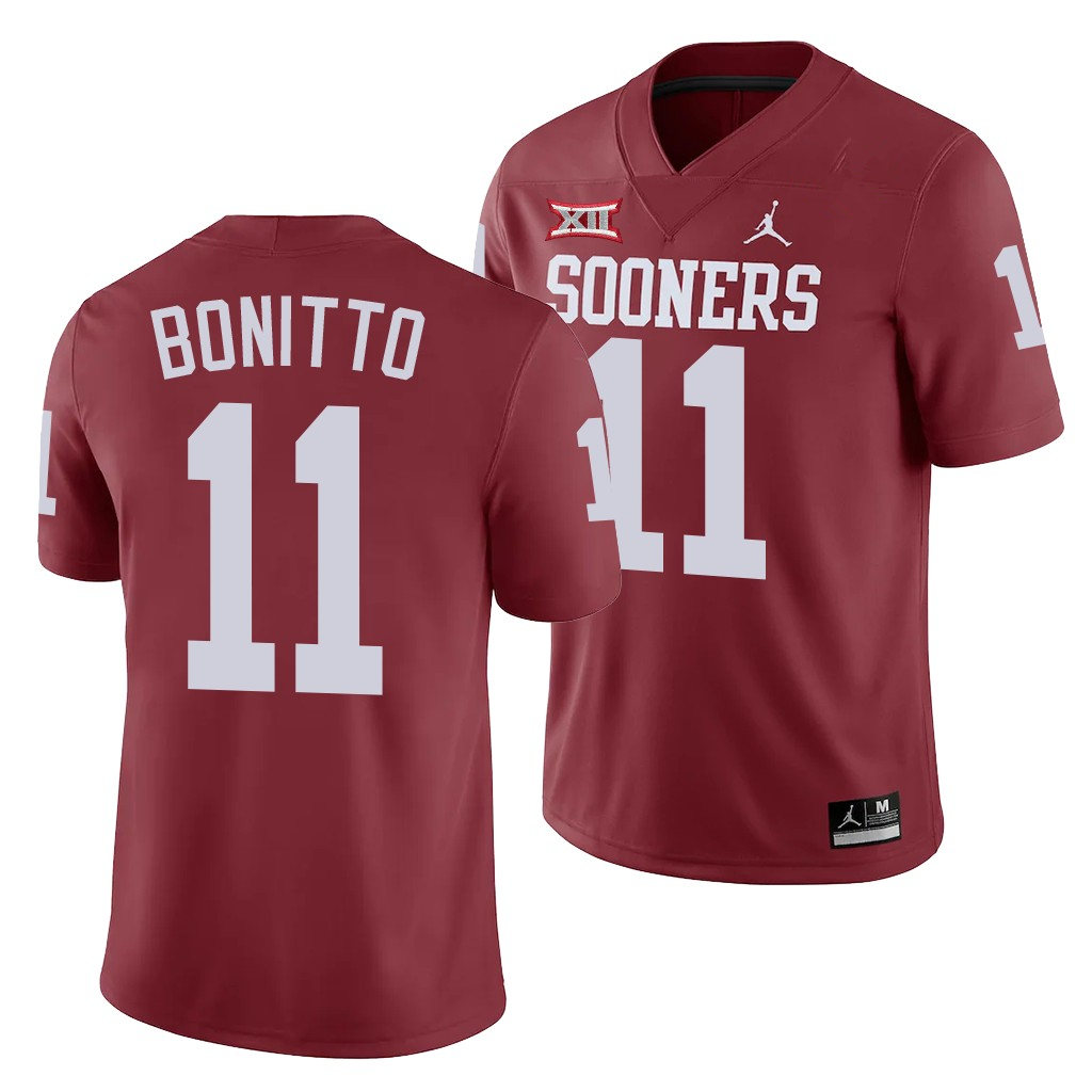 Oklahoma Sooners #11 Nik Bonitto Crimson 2021 College Football Game Jersey Oklahoma Sooners #11 Nik Bonitto Crimson 2021 College Football Game Jersey