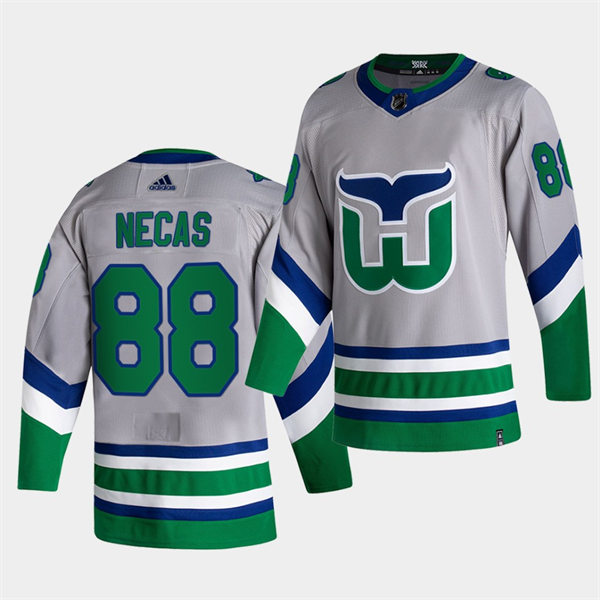 Men's Carolina Hurricanes #88 Martin Necas silvery grey Adidas 2021 NHL REVERSE RETRO JERSEYS