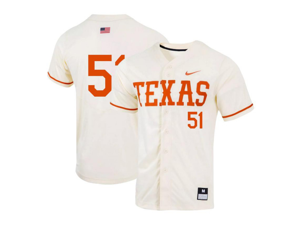 Men's Texas Longhorns #51 Dalton Porter Nike Natural College Baseball Game Jersey