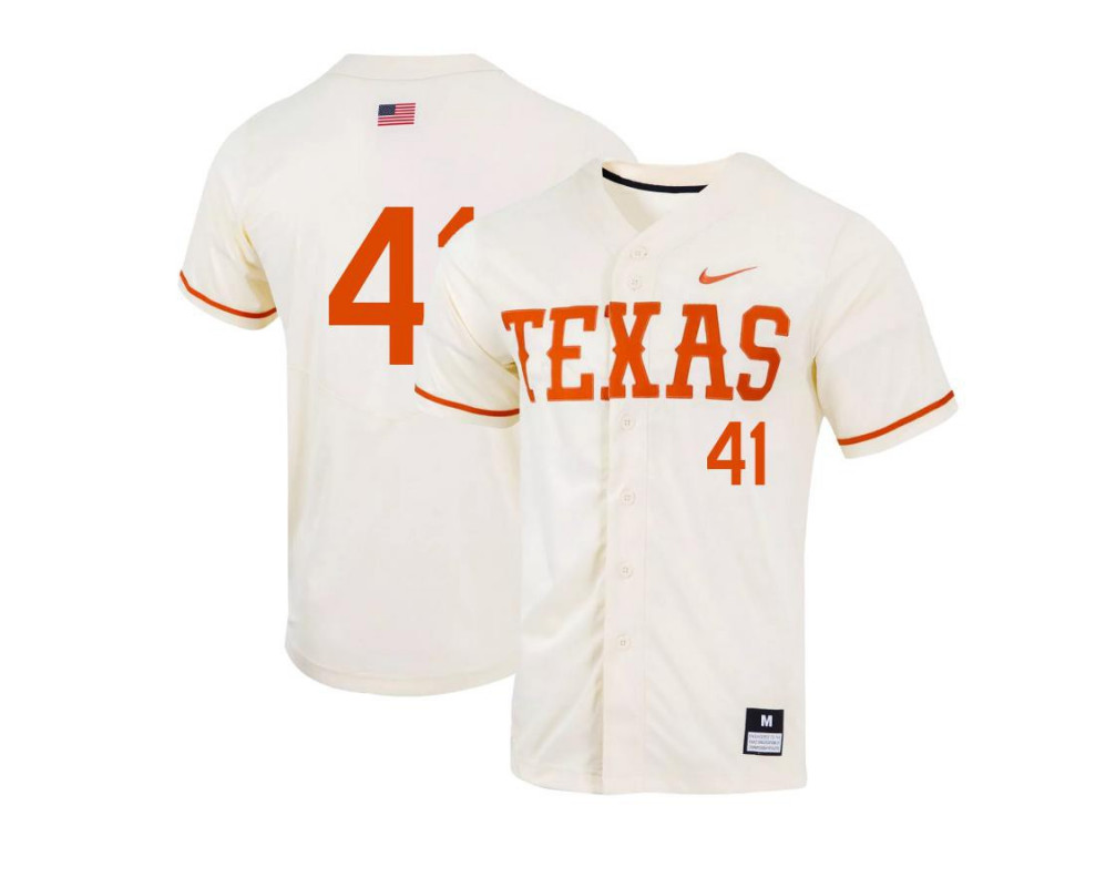 Men's Texas Longhorns #41 Bryson Smith Nike Natural College Baseball Game Jersey