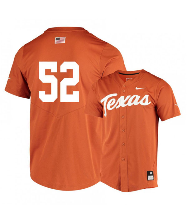 Men's Texas Longhorns #52 Zach Zubia Nike Orange College Baseball Game Jersey
