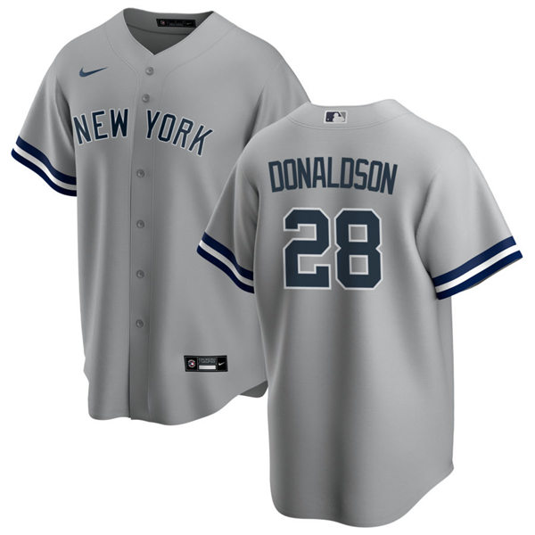 Mens New York Yankees #28 Josh Donaldson Nike Grey Road with Name Cool Base Player Jersey