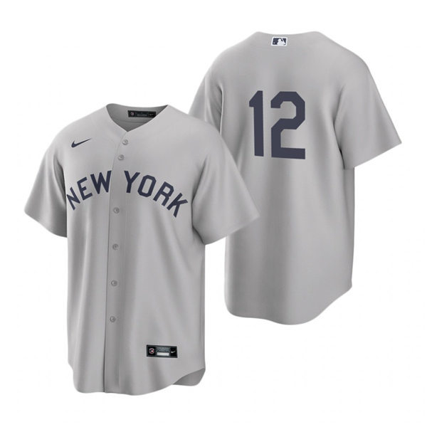 Mens New York Yankees #12 Trent Grisham Nike 2024 Gray Away Limited Player Jersey