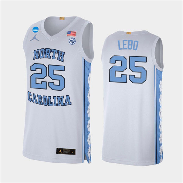 Mens North Carolina Tar Heels #25 Creighton Lebo White College Baseketball Game Jersey
