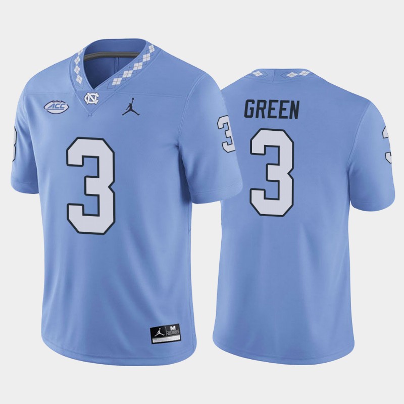 Mens North Carolina Tar Heels #3 Antoine Green Carolina Blue College Football Game Jersey