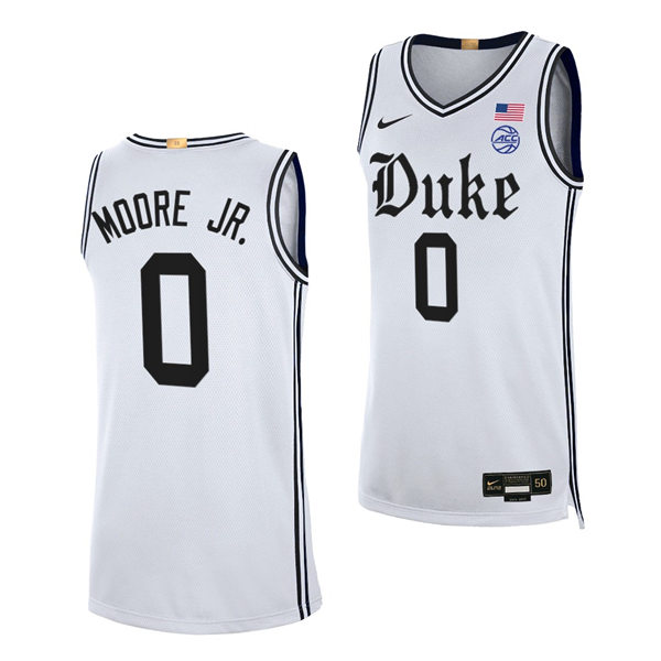 Mens Duke Blue Devils #0 Wendell Moore Jr White Brotherhood uniform Jersey