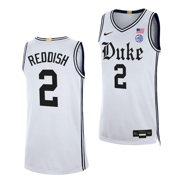Mens Duke Blue Devils #2 Cam Reddish White Brotherhood uniform Jersey