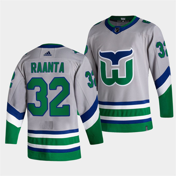Men's Carolina Hurricanes #32 Antti Raanta silvery grey Adidas 2021 NHL REVERSE RETRO JERSEYS