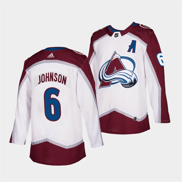 Men's Colorado Avalanche #6 Erik Johnson 2022 White Away Premier Player Jersey