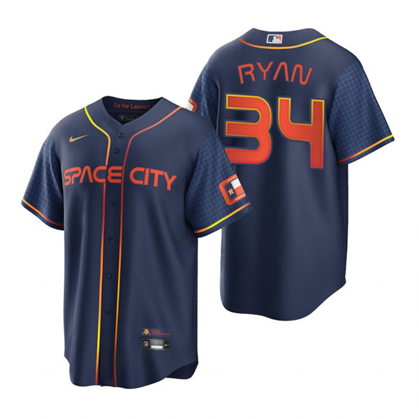 Mens Houston Astros Retired Player #34 Nolan Ryan Nike Navy 2022 City Connect Jersey