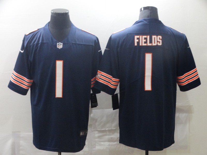 Mens #1 Justin Fields Chicago Bears Stitched Nike Navy Vapor Limited Footbll Jersey
