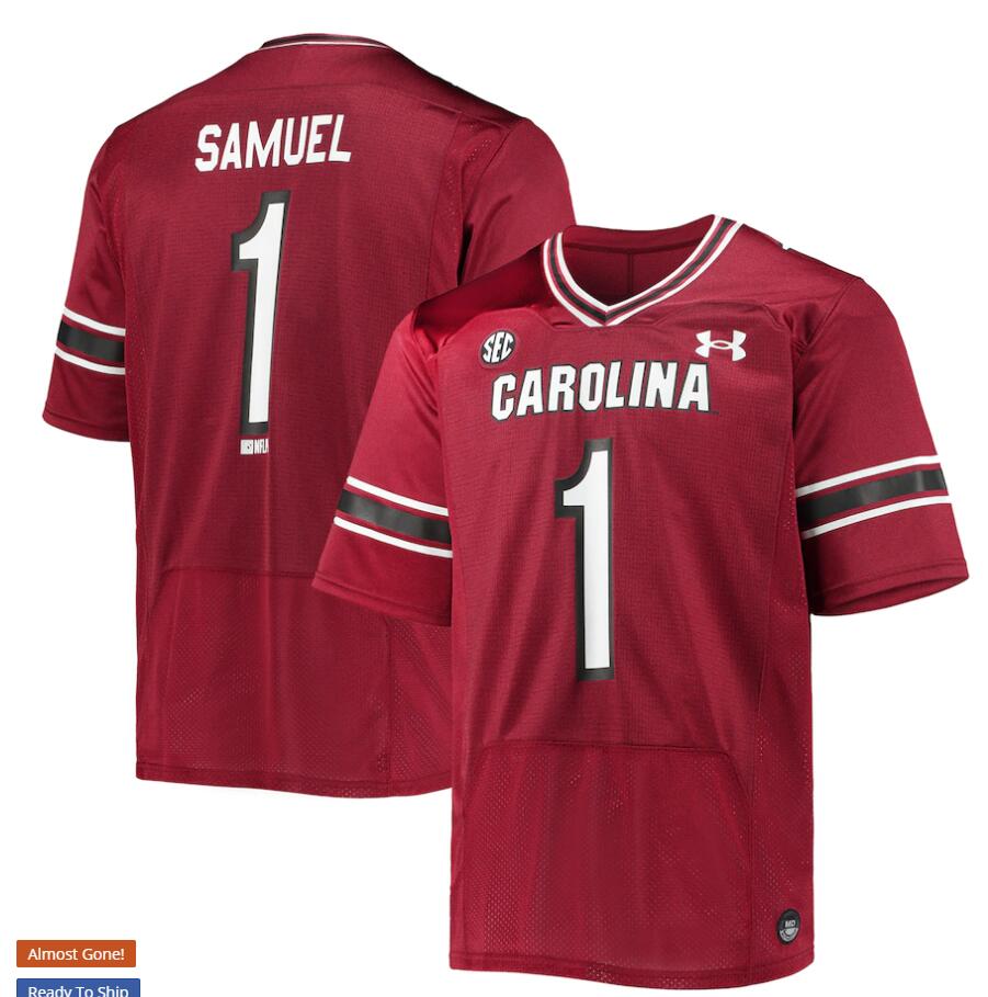 Men's South Carolina Gamecocks #1 Deebo Samuel Garnet Under Armour College Football Game Jersey Men's South Carolina Gamecocks #1 Deebo Samuel Garnet Under Armour College Football Game Jersey