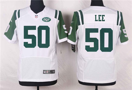 Men's #50 Darron Lee New York Jets Nike White Road NFL Stitched Nike Elite Jersey
