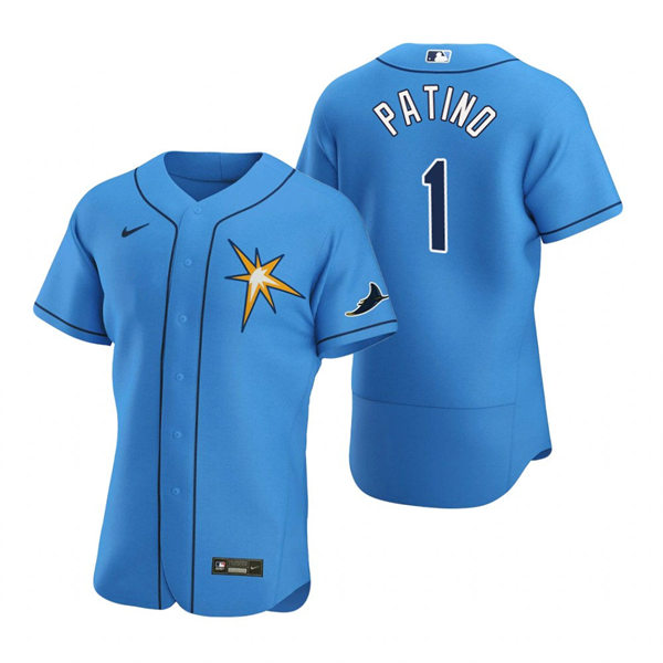 Mens Tampa Bay Rays #1 Luis Patino Light Blue Spring Training FlexBase Jersey