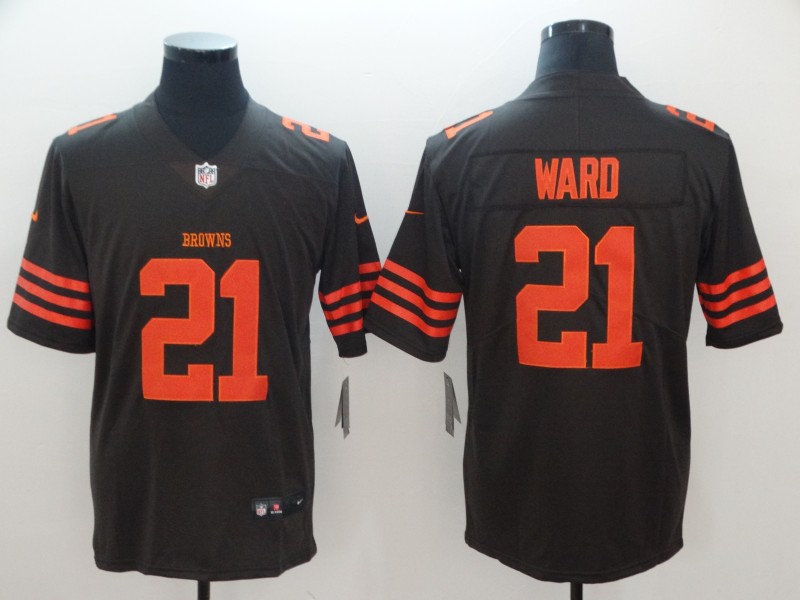 Men's #21 Denzel Ward Cleveland Browns Stitched Nike Brown Color Rush Legend Player Jersey