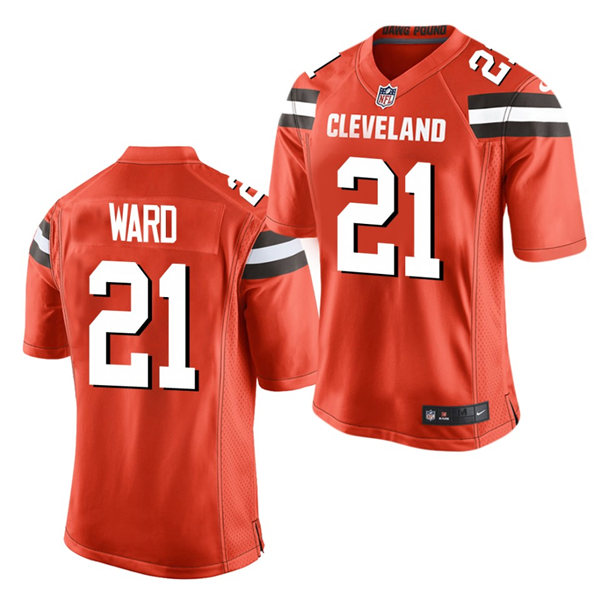 Mens #21 Denzel Ward Cleveland Browns Stitched Nike 2018 Orange Vapor Player Limited Jersey