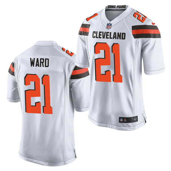 Mens #21 Denzel Ward Cleveland Browns Stitched Nike 2018 White Vapor Player Limited Jersey