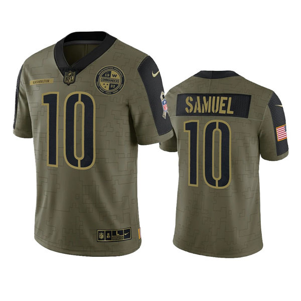 Mens #10 Curtis Samuel Washington Commanders Stitched Nike Olive 2021 Salute To Service Limited