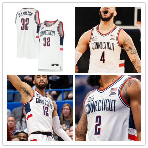 Mens Youth UConn Huskies Custom Nike White Connecticut Basketball Game Jersey