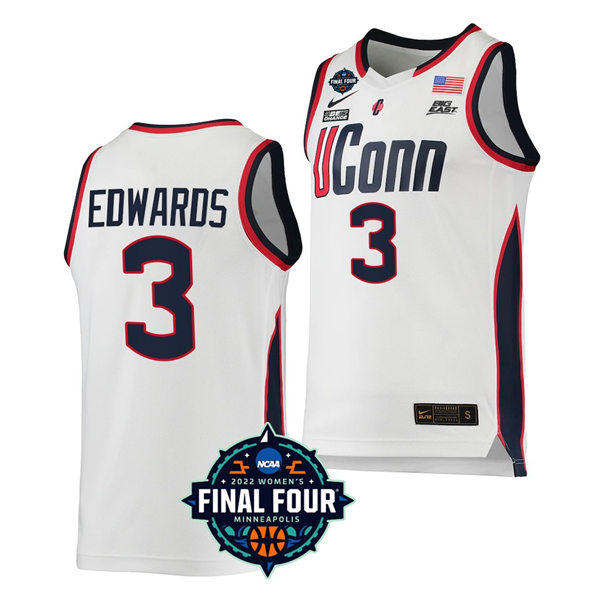 Unisex UConn Huskies #3 Aaliyah Edwards Nike White Throwback Basketball Jersey