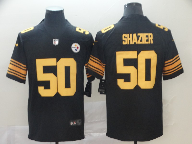 Men's #50 Ryan Shazier Pittsburgh Steelers Retired Player Stitched Nike Black Vapor Untouchable Color Rush