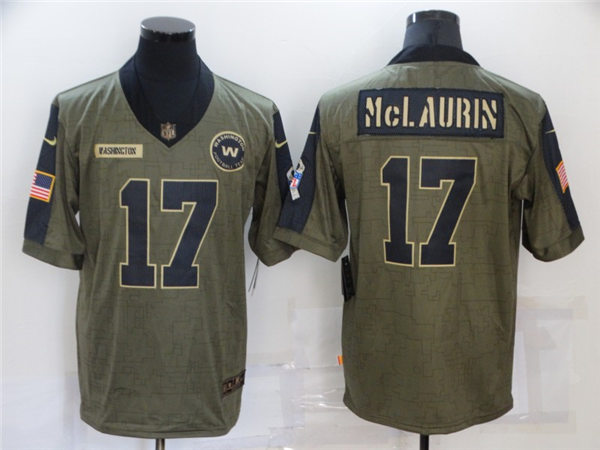 Mens #17 Terry McLaurin Washington Football Team Stitched Nike Olive 2021 Salute To Service Limited Jersey