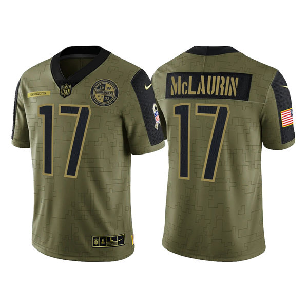 Mens #17 Terry McLaurin Washington Commanders Stitched Nike Olive 2021 Salute To Service Limited