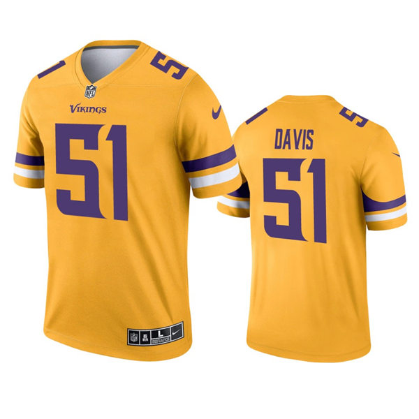 Men's #51 Wyatt Davis Minnesota Vikings Nike Purple Color Rush Vapor Untouchable Limited Jersey