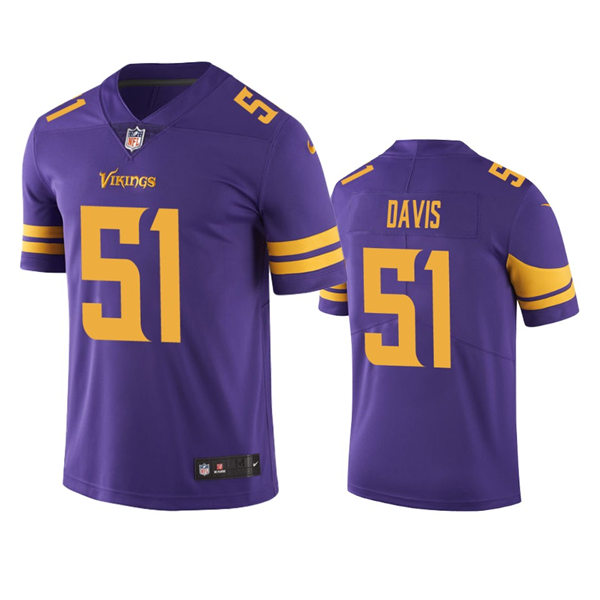 Men's #51 Wyatt Davis Minnesota Vikings Nike Purple Color Rush Vapor Untouchable Limited Jersey