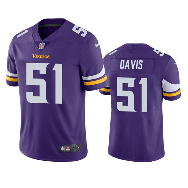 Men's #51 Wyatt Davis Minnesota Vikings Nike Purple Color Rush Vapor Untouchable Limited Jersey