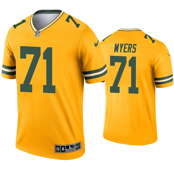 Mens #71 Josh Myers Green Bay Packers Nike Gold Inverted Legend Jersey