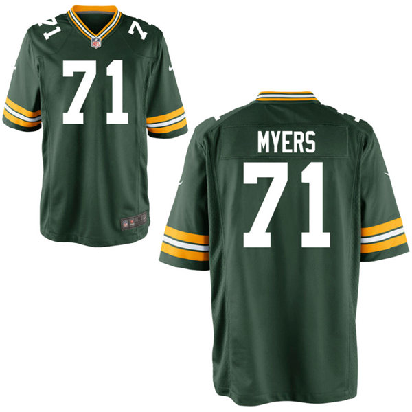 Mens #71 Josh Myers Green Bay Packers Nike Green Vapor Limited Player Jersey