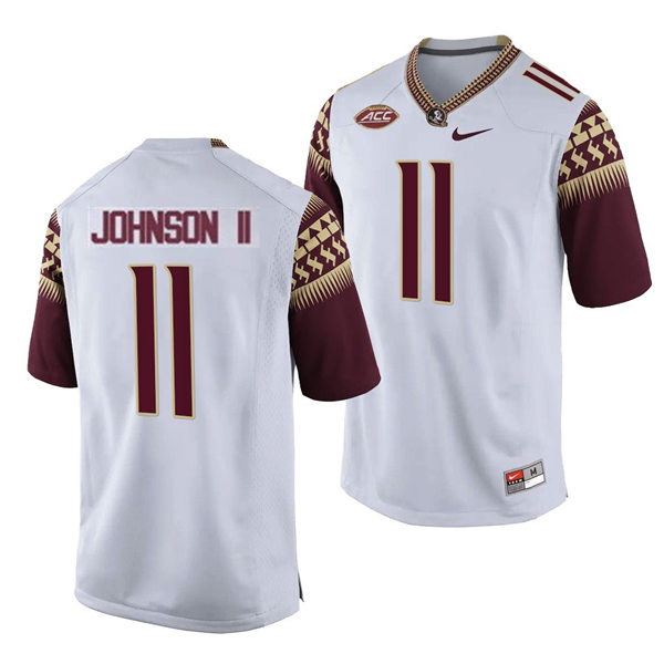 Men's Florida State Seminoles #11 Jermaine Johnson Nike White College Football Game Jersey Men's Florida State Seminoles #11 Jermaine Johnson Nike White College Football Game Jersey