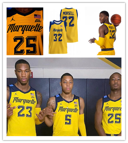  Marquette Golden Eagles Custom Gold College Basketball Game Jersey