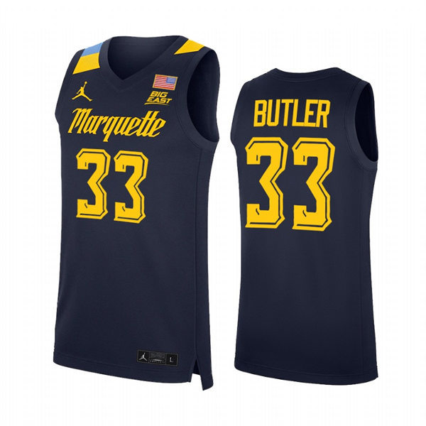 Mens Youth Marquette Golden Eagles #33 Jimmy Butler 2022 Navy College Basketball Game Jersey Mens Youth Marquette Golden Eagles #33 Jimmy Butler 2022 Navy College Basketball Game Jersey